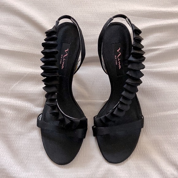 Nina Shoes - Nina New York, black sling back heels, size 8.5M